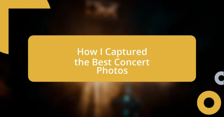 How I Captured the Best Concert Photos