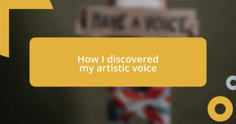 How I discovered my artistic voice