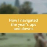 How I navigated the year’s ups and downs