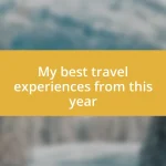 My best travel experiences from this year